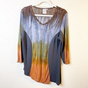 Parsley & Sage Boho Asymmetrical Top Size PM
